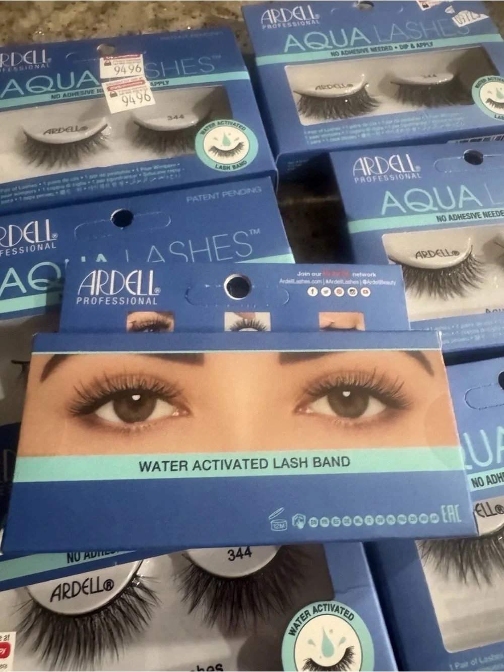Ardell Professional Aqua False Lashes 344 Black No Adhesive Needed (LOT OF 10)